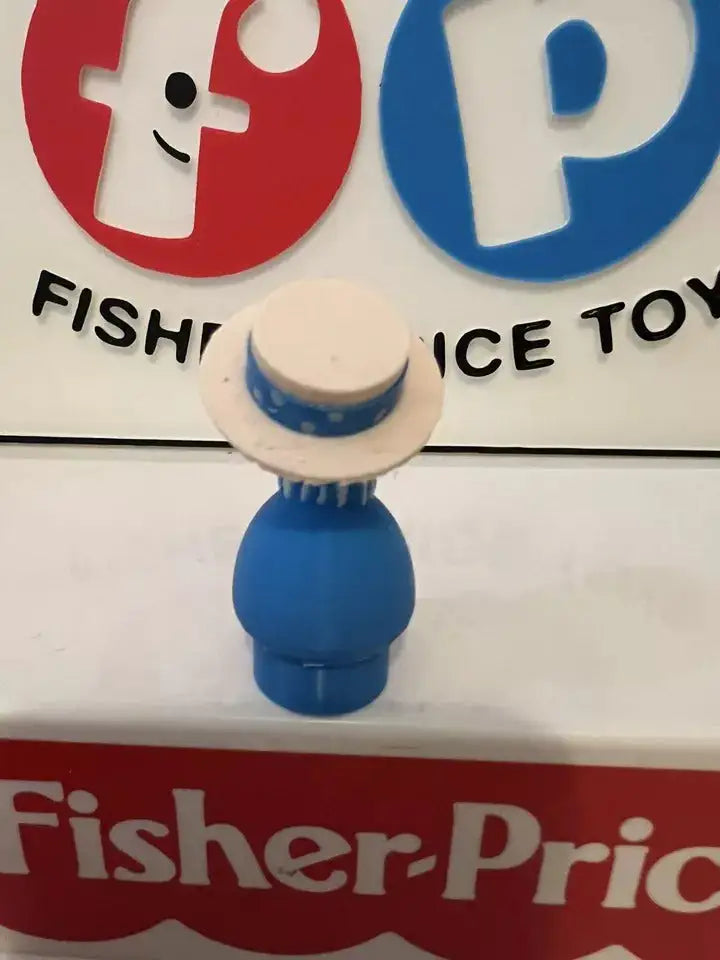 Snow Miser holiday figure front view, blue body with white fur hat and blue scarf