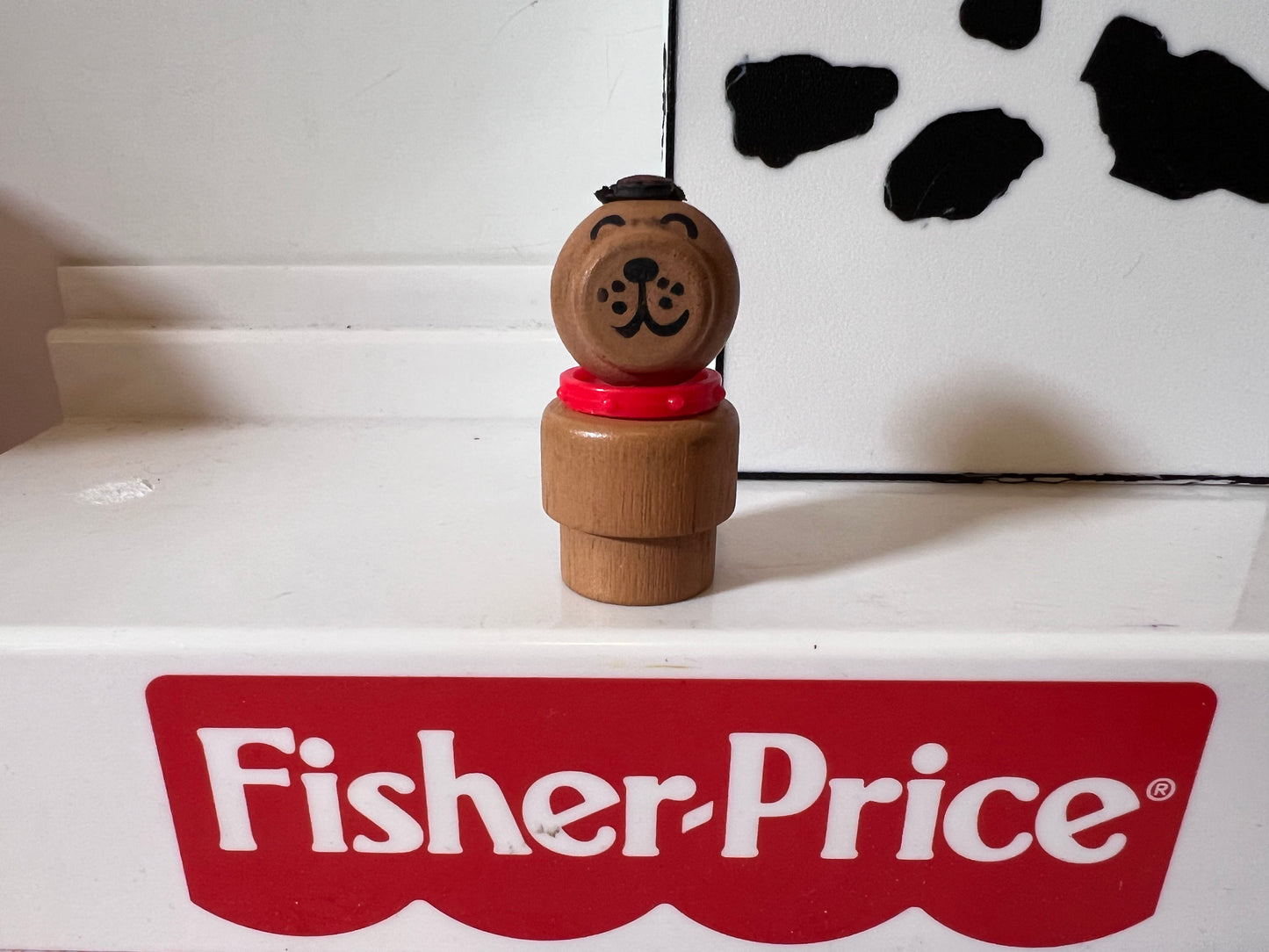 RARE Vintage Little People Tan Dog Red Collar