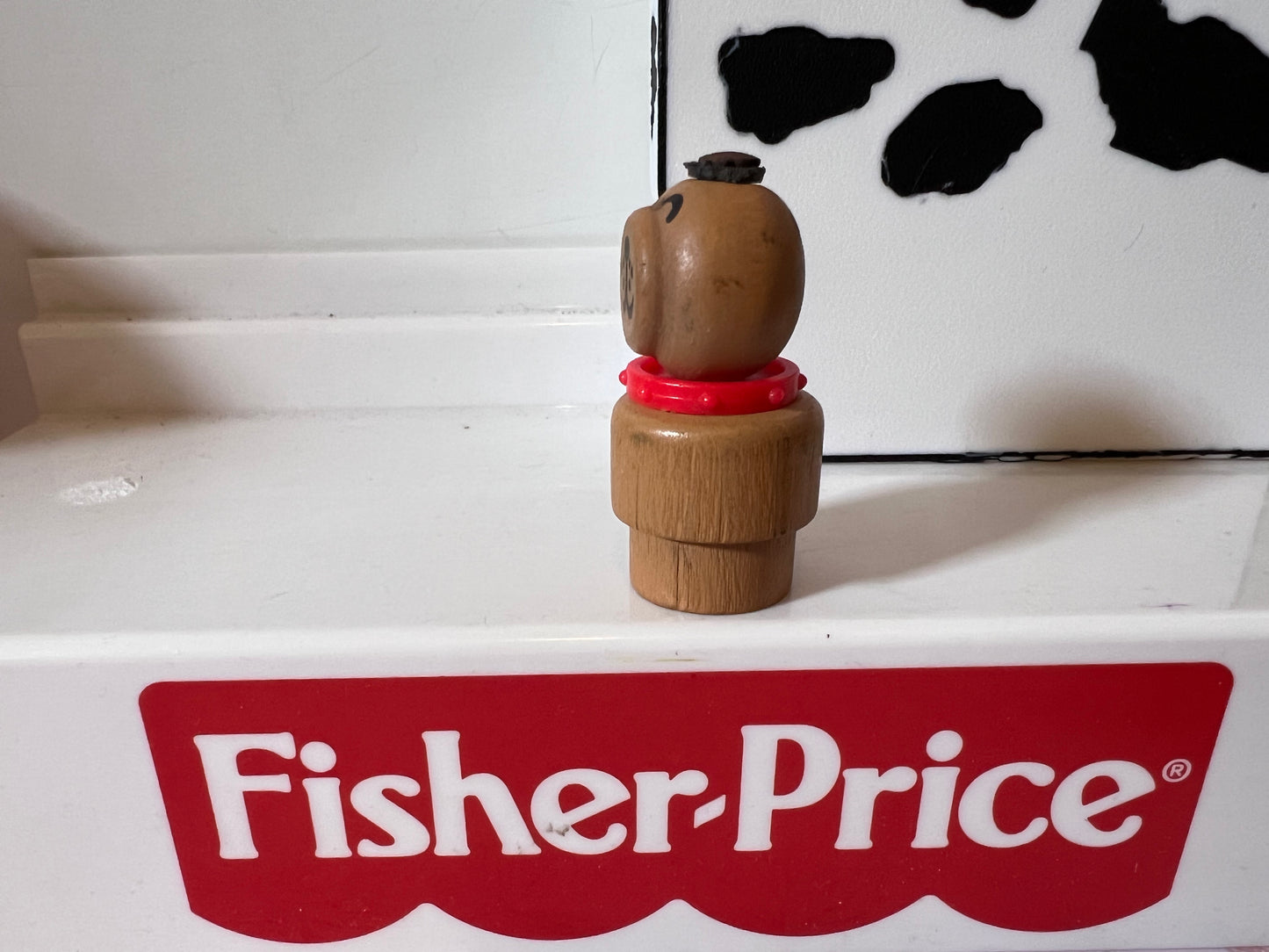 RARE Vintage Little People Tan Dog Red Collar