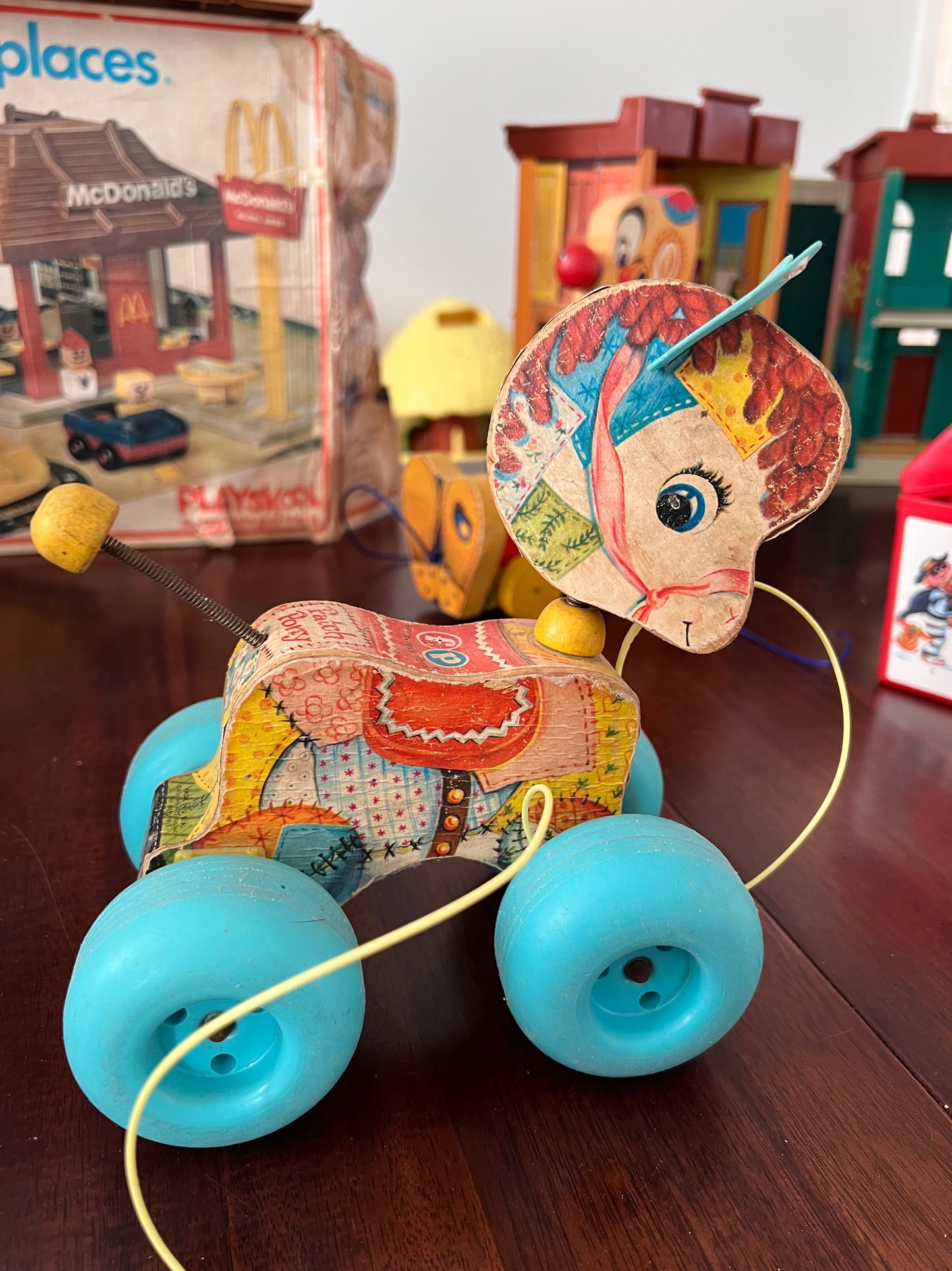 Vintage Fisher Price Patch Pony Pull Toy #616