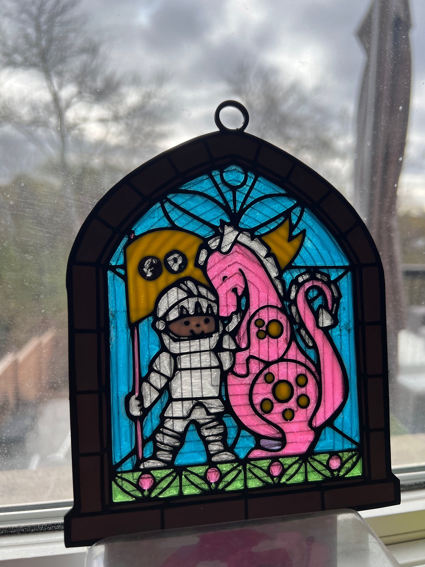 Stained Glass Knight & Dragon