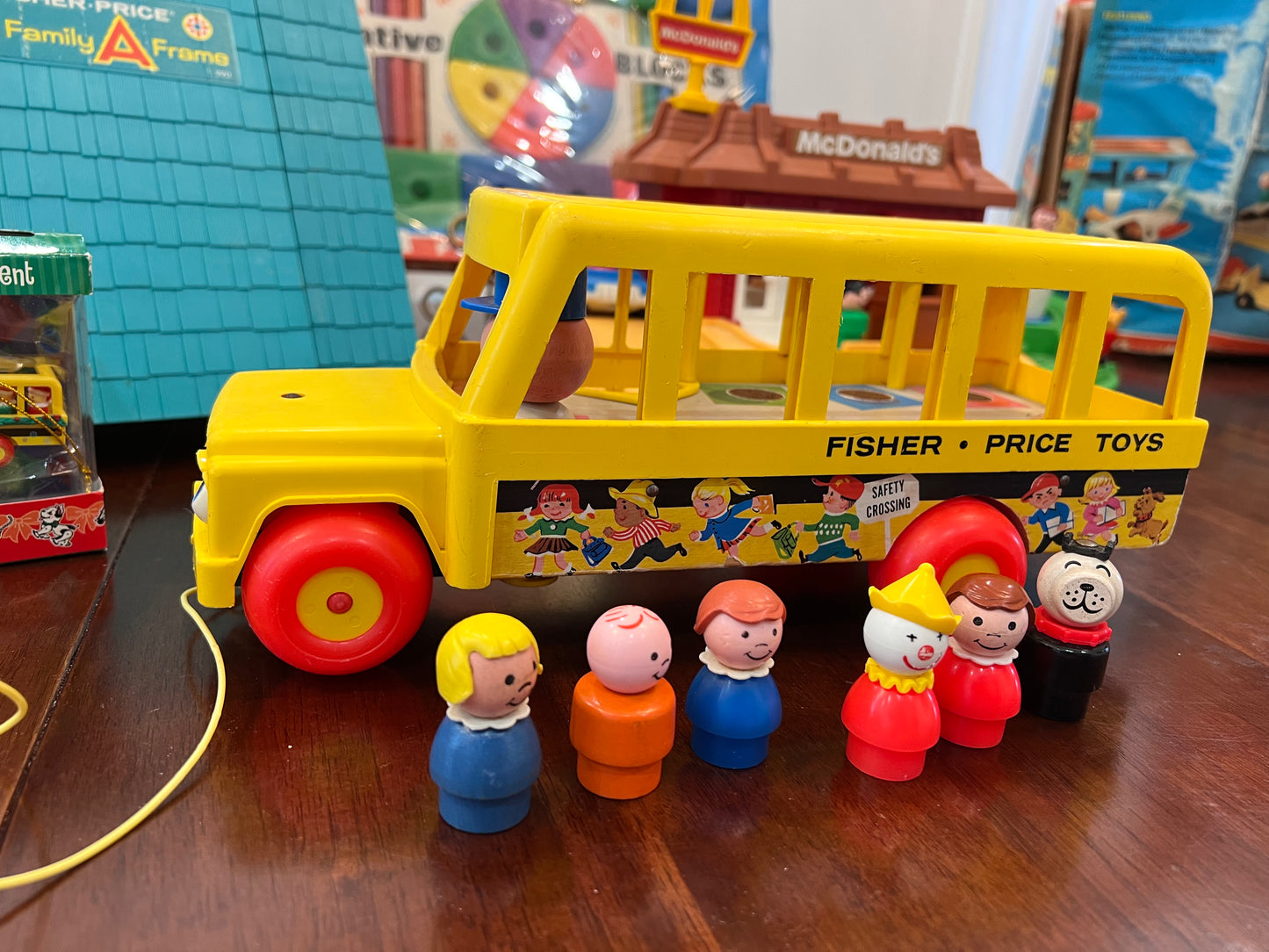 Vintage Fisher Price School Bus Lot