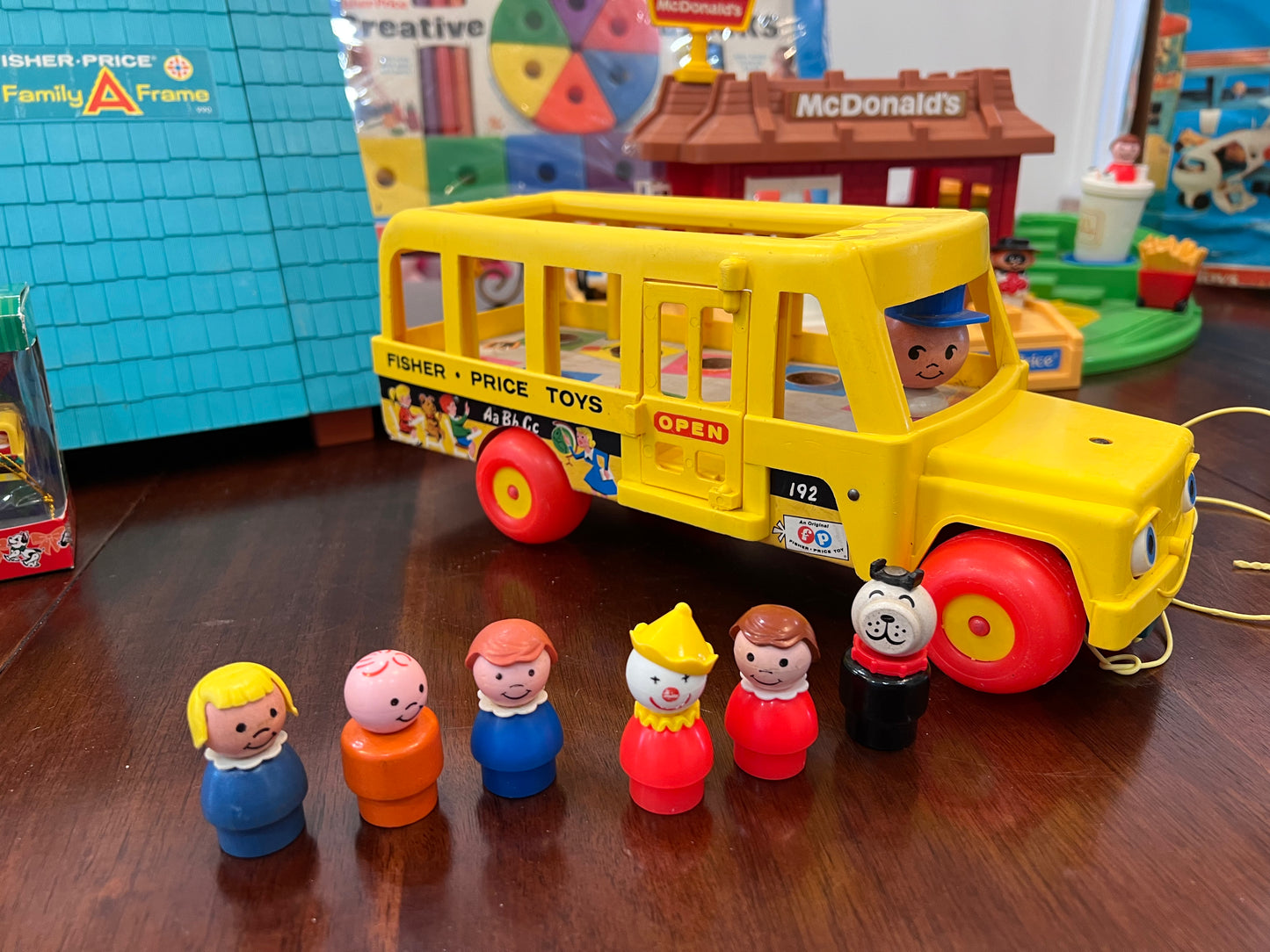 Vintage Fisher Price School Bus Lot