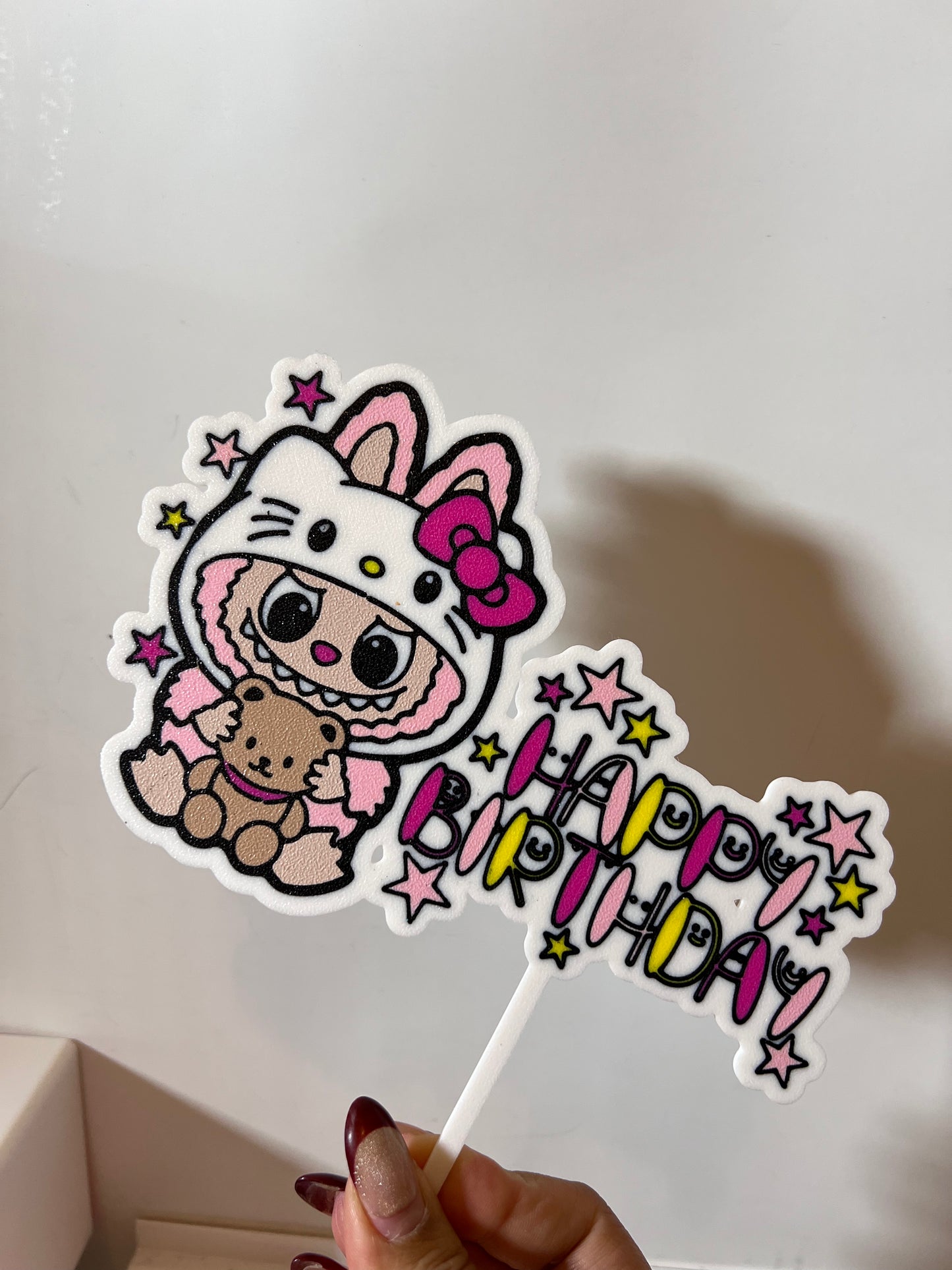 Labubu x Hello Kitty Birthday Cake Topper