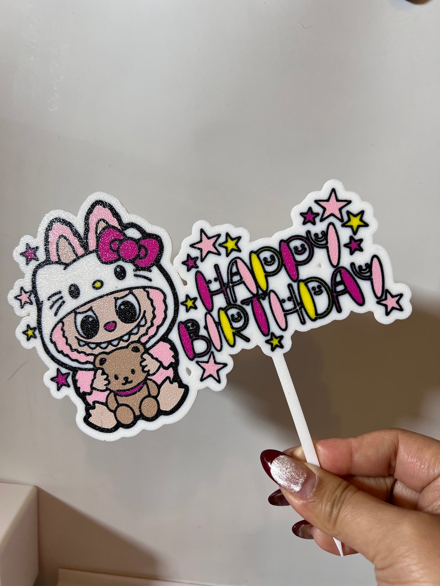 Labubu x Hello Kitty Birthday Cake Topper
