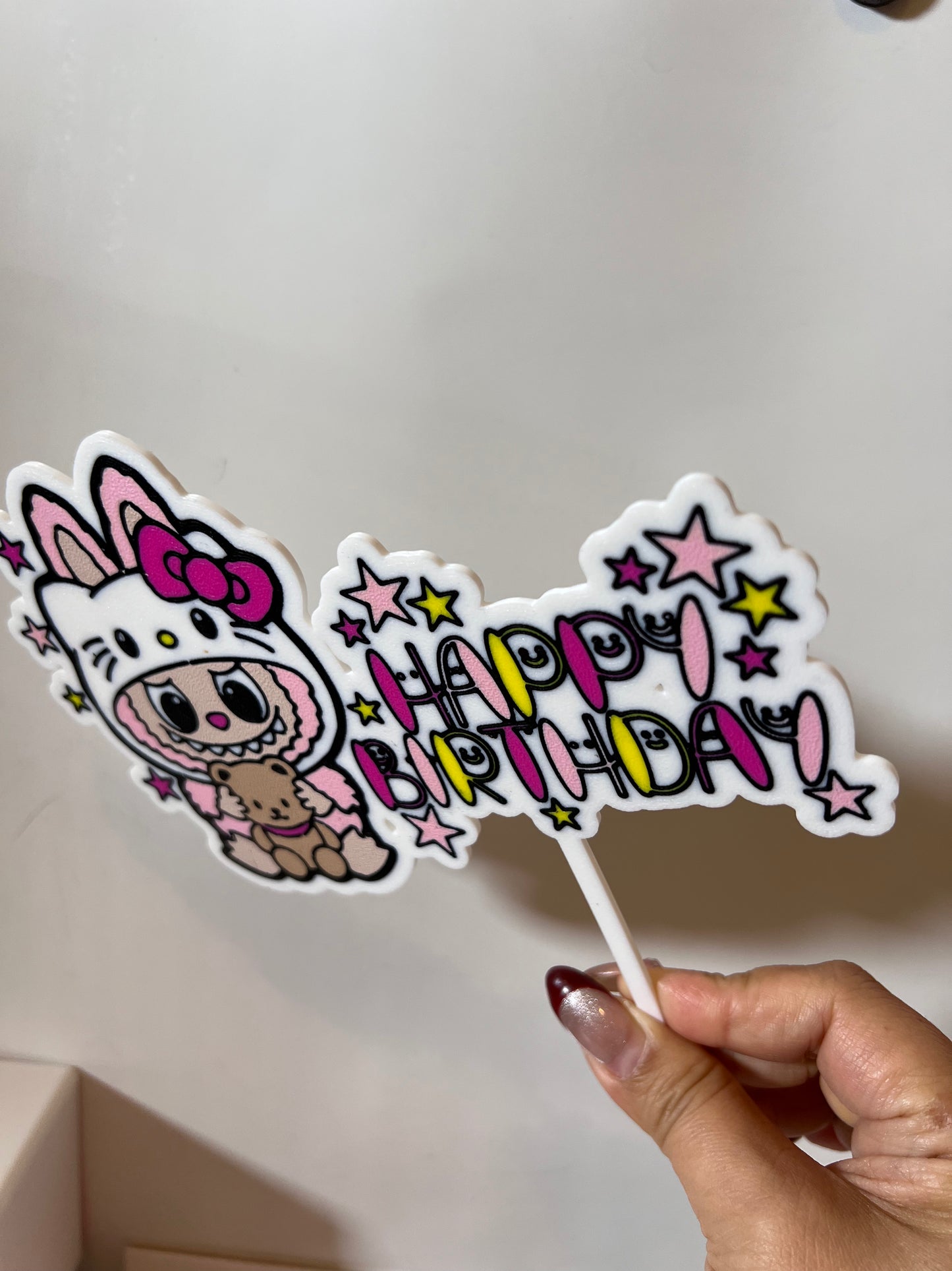 Labubu x Hello Kitty Birthday Cake Topper
