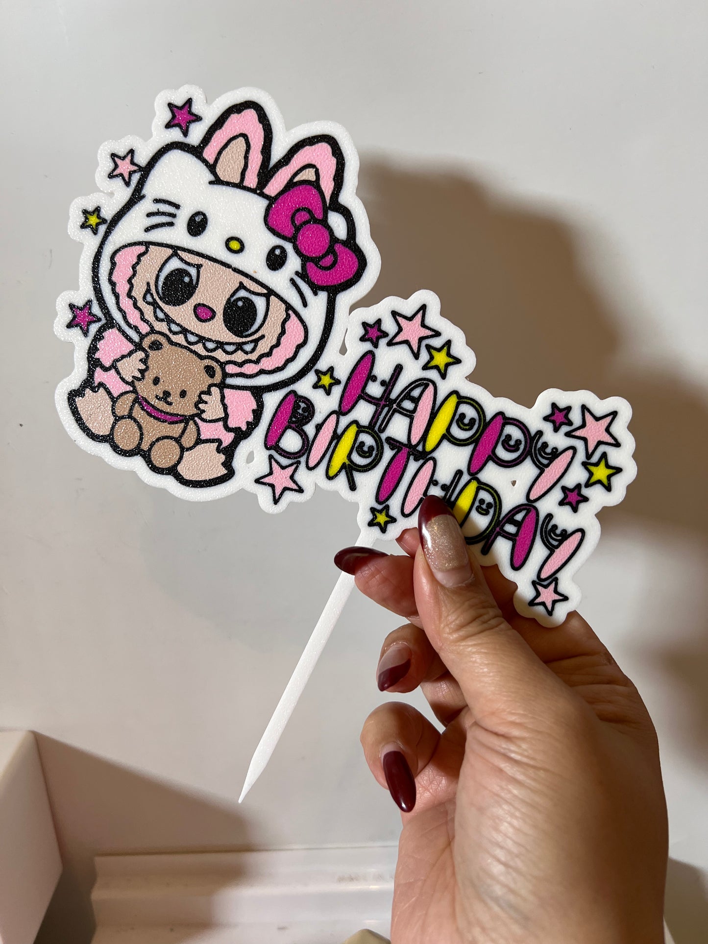 Labubu x Hello Kitty Birthday Cake Topper