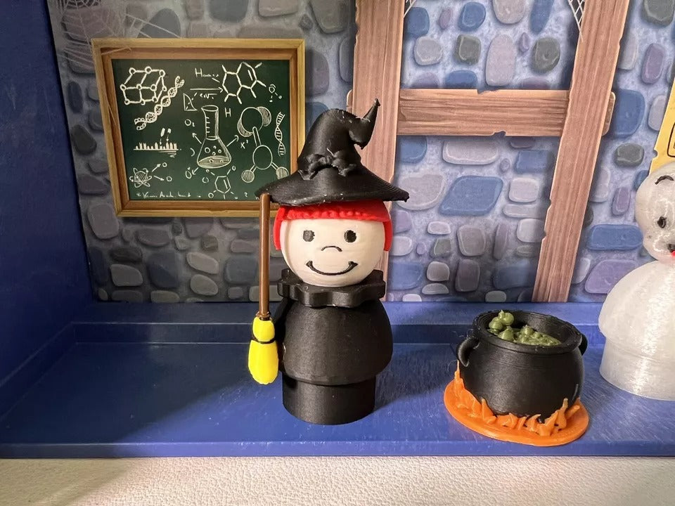 Halloween - Red Hair Witch w Broom