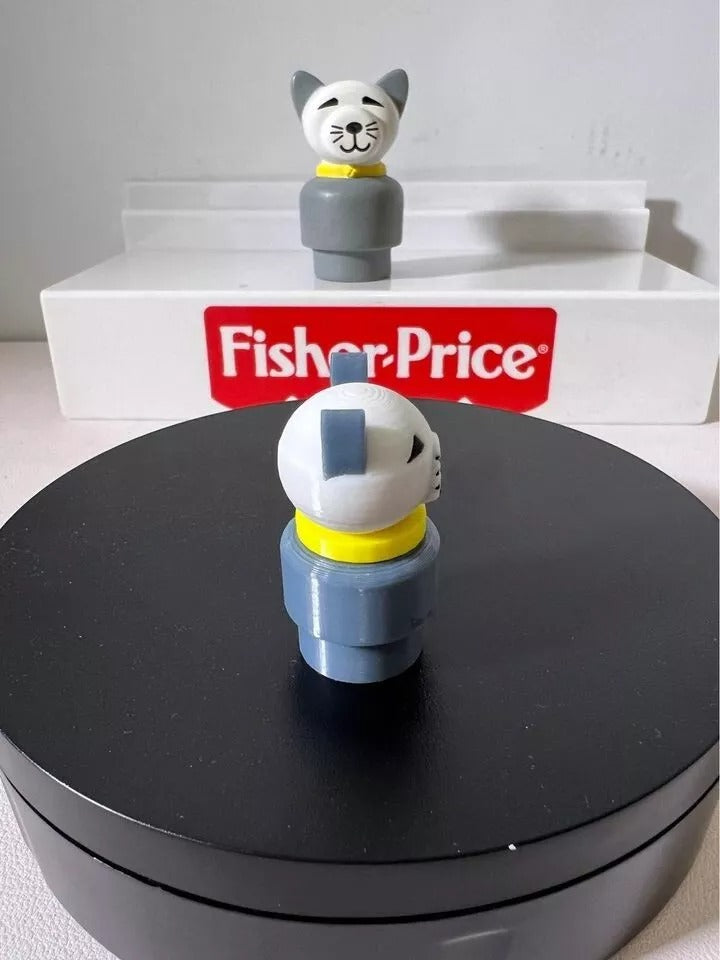 Custom Fisher Price Little People Figure Fan Art - Gray Cat, Grey Cat