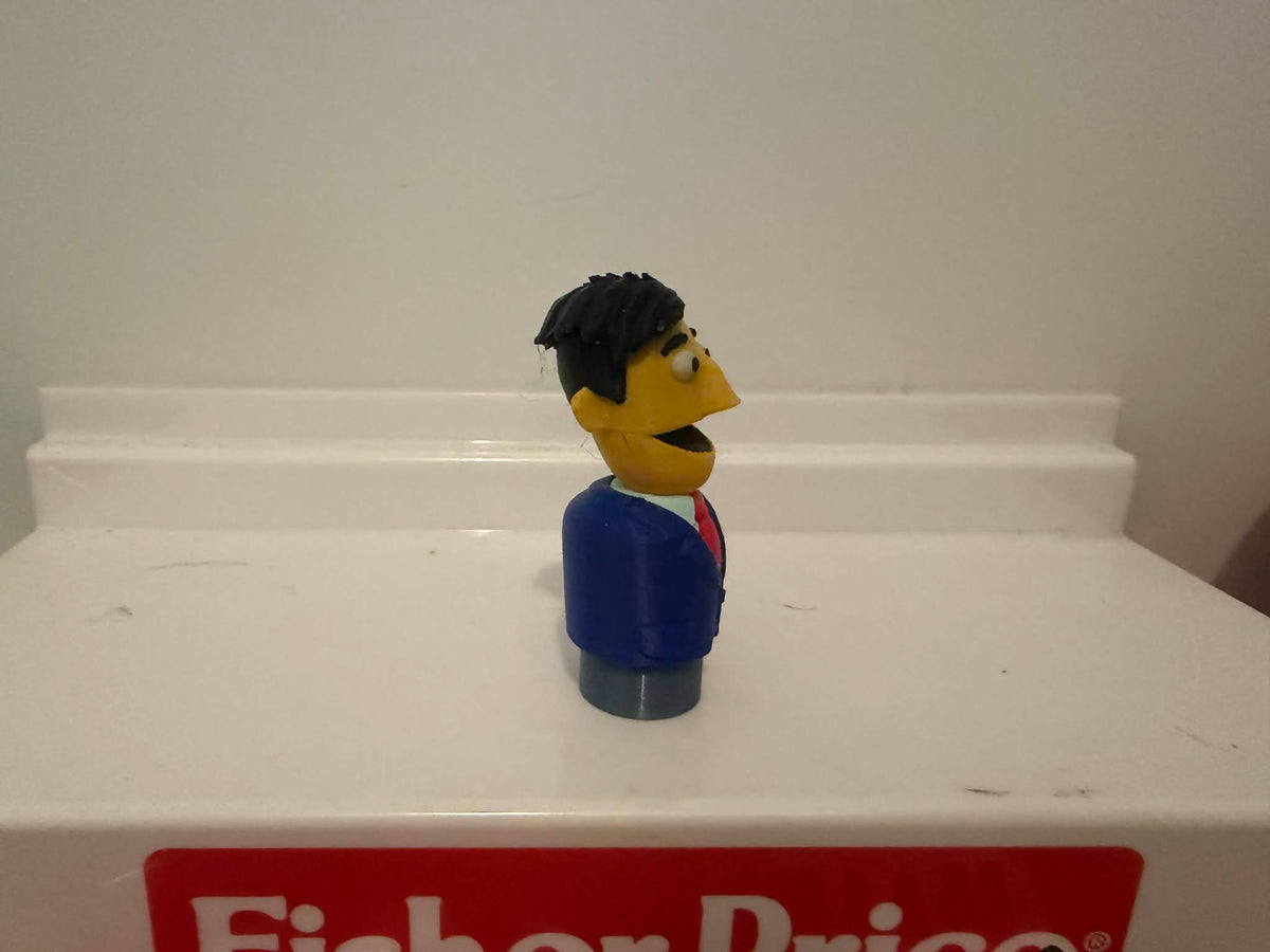 Sesame Street Guy Smiley Little People style figure, front view in bright colors