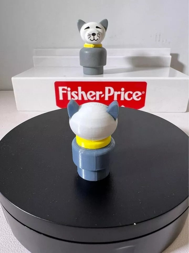 Custom Fisher Price Little People Figure Fan Art - Gray Cat, Grey Cat