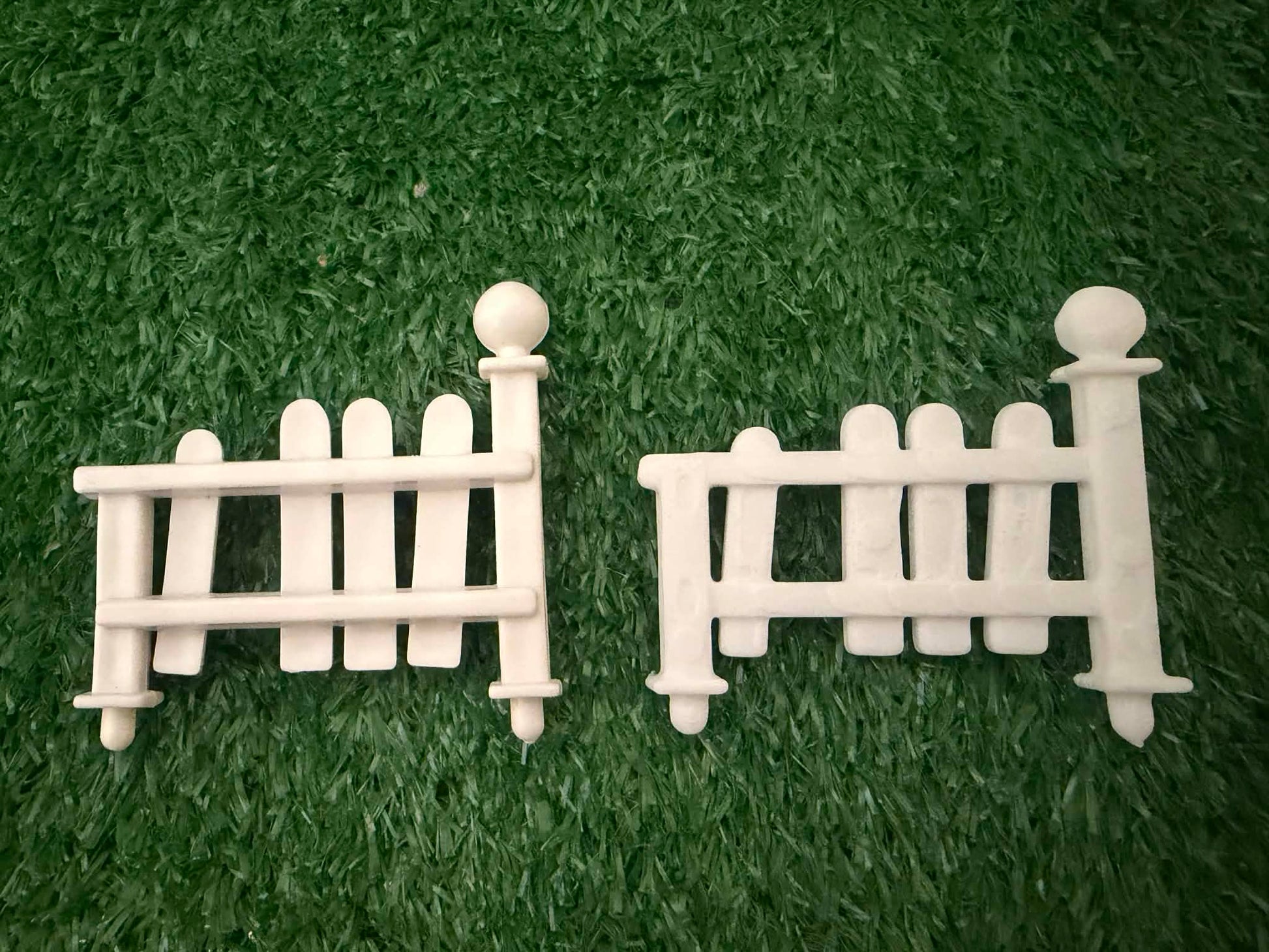Vintage Weebles Haunted House replacement front white fence accessory, front view on white background
