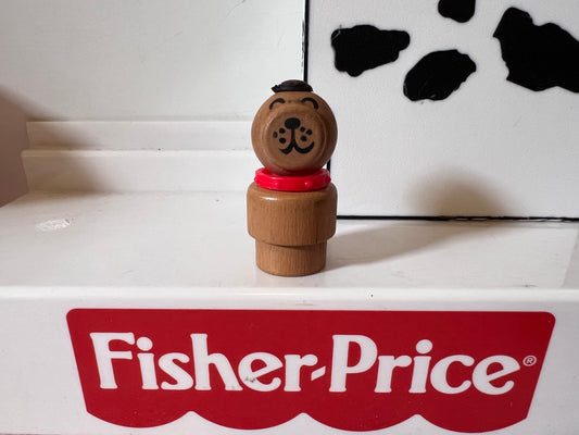 RARE Vintage Little People Tan Dog Red Collar
