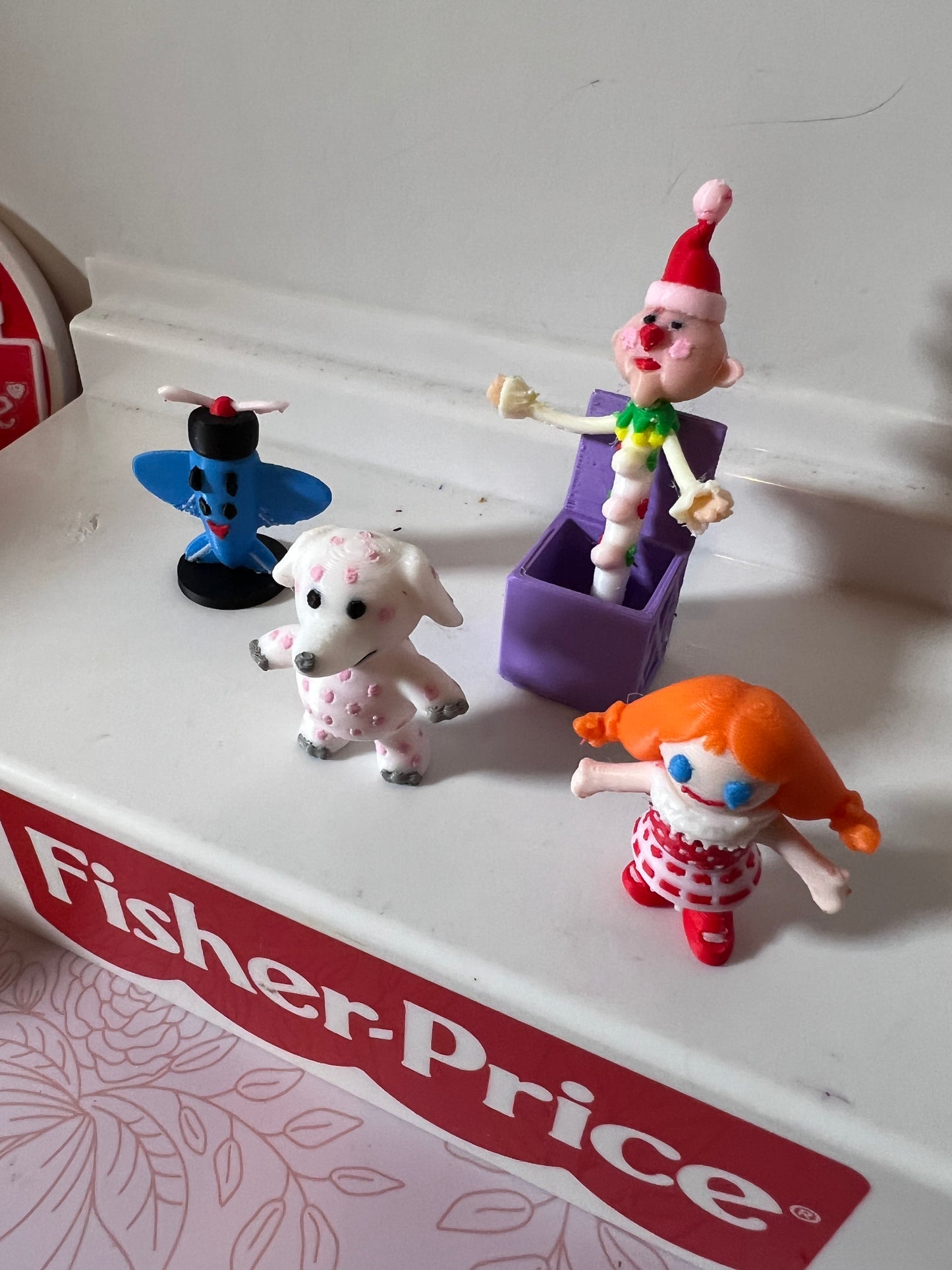 Island of Misfit Toys - Red doll, Airplane, Polka dot Elephant, Charlie in the Box