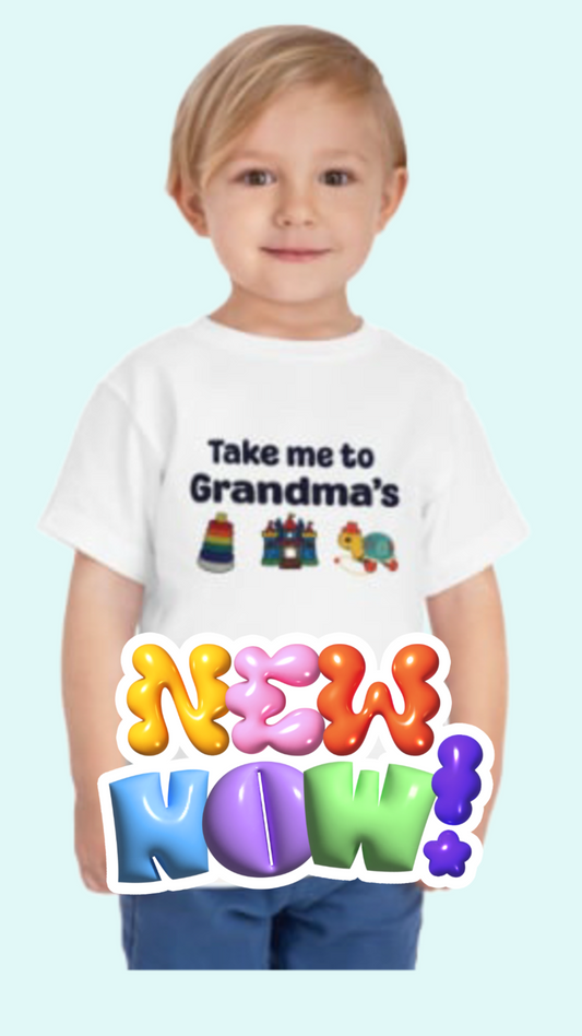 Take Me to Grandma's Toddler Tee | Vintage Toys Graphic