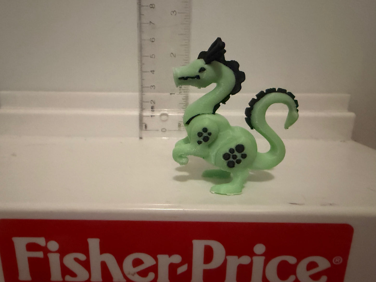 Glow-in-the-Dark Green Dragon Figure | Little People Style Fantasy Collectible