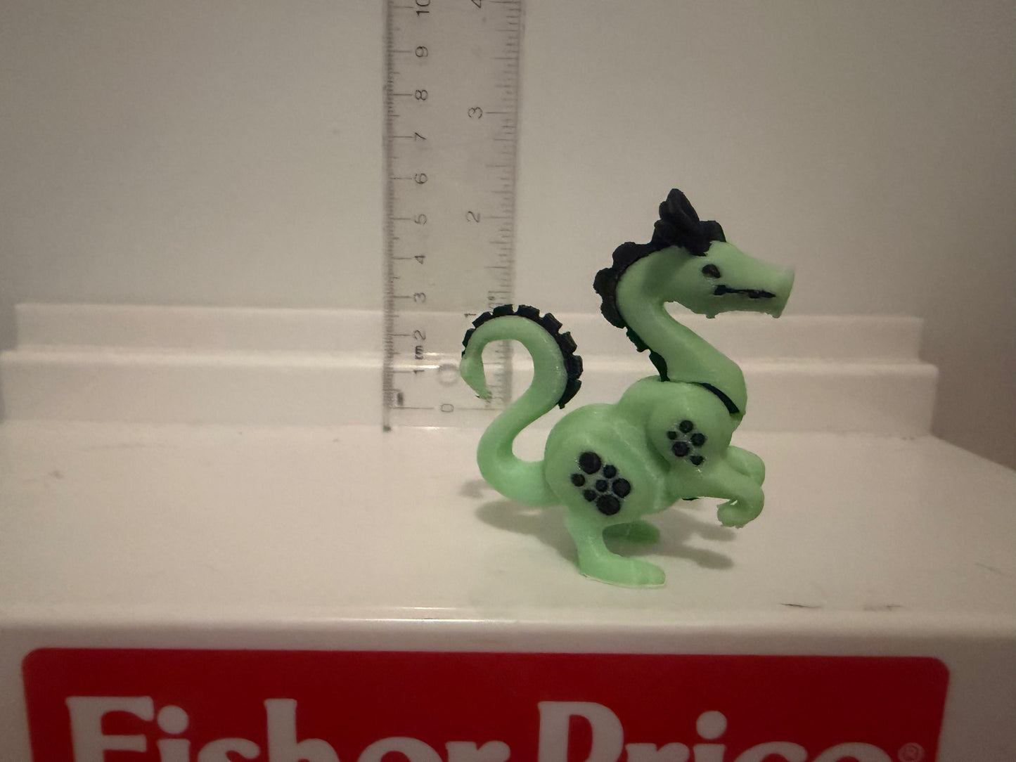 Glow-in-the-Dark Green Dragon Figure | Little People Style Fantasy Collectible