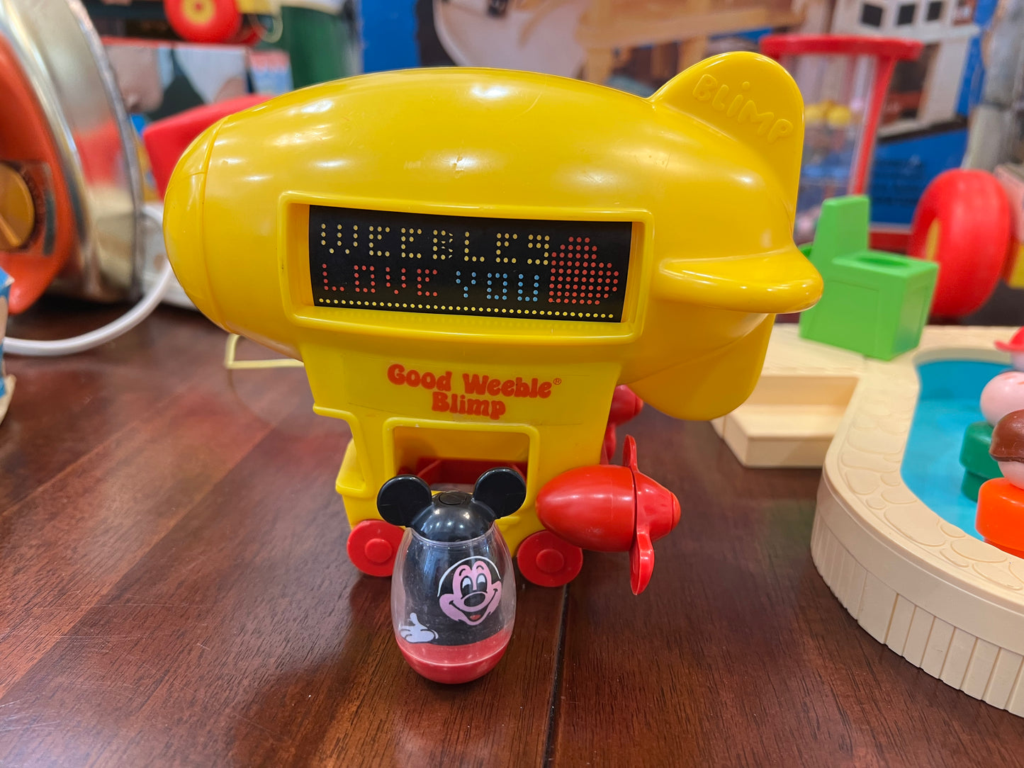 Vintage 1978 Weeble Blimp w Mickey Figure