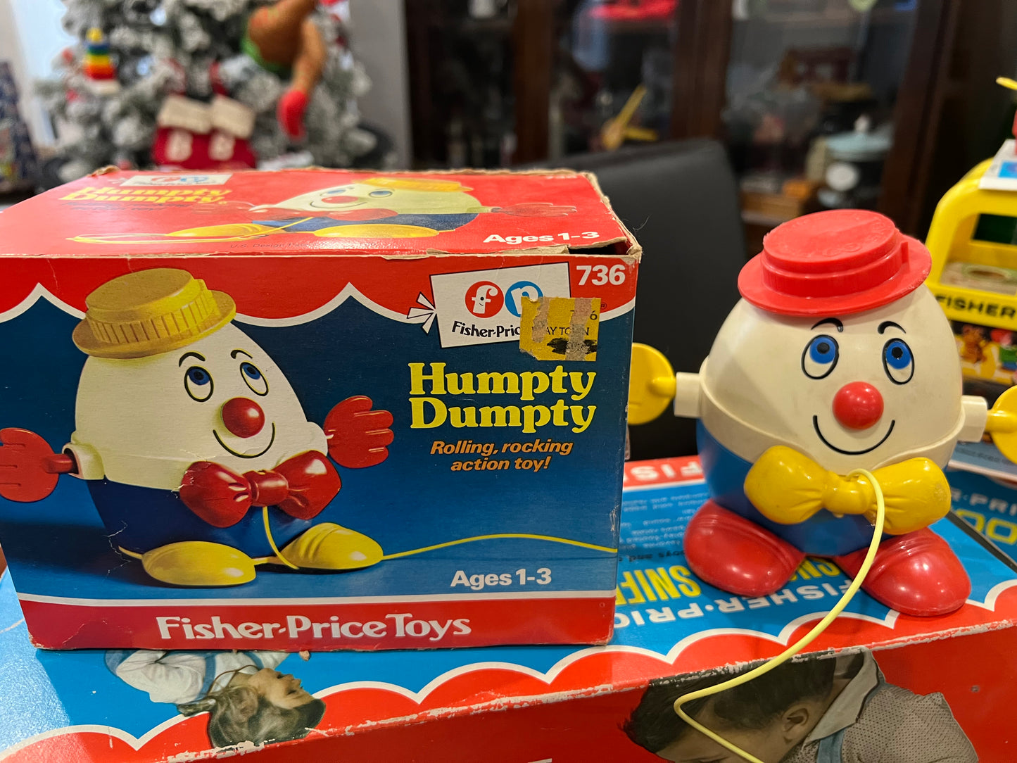 Vintage 1972 Humpty Dumpty Pull Toy w ORIG BOX