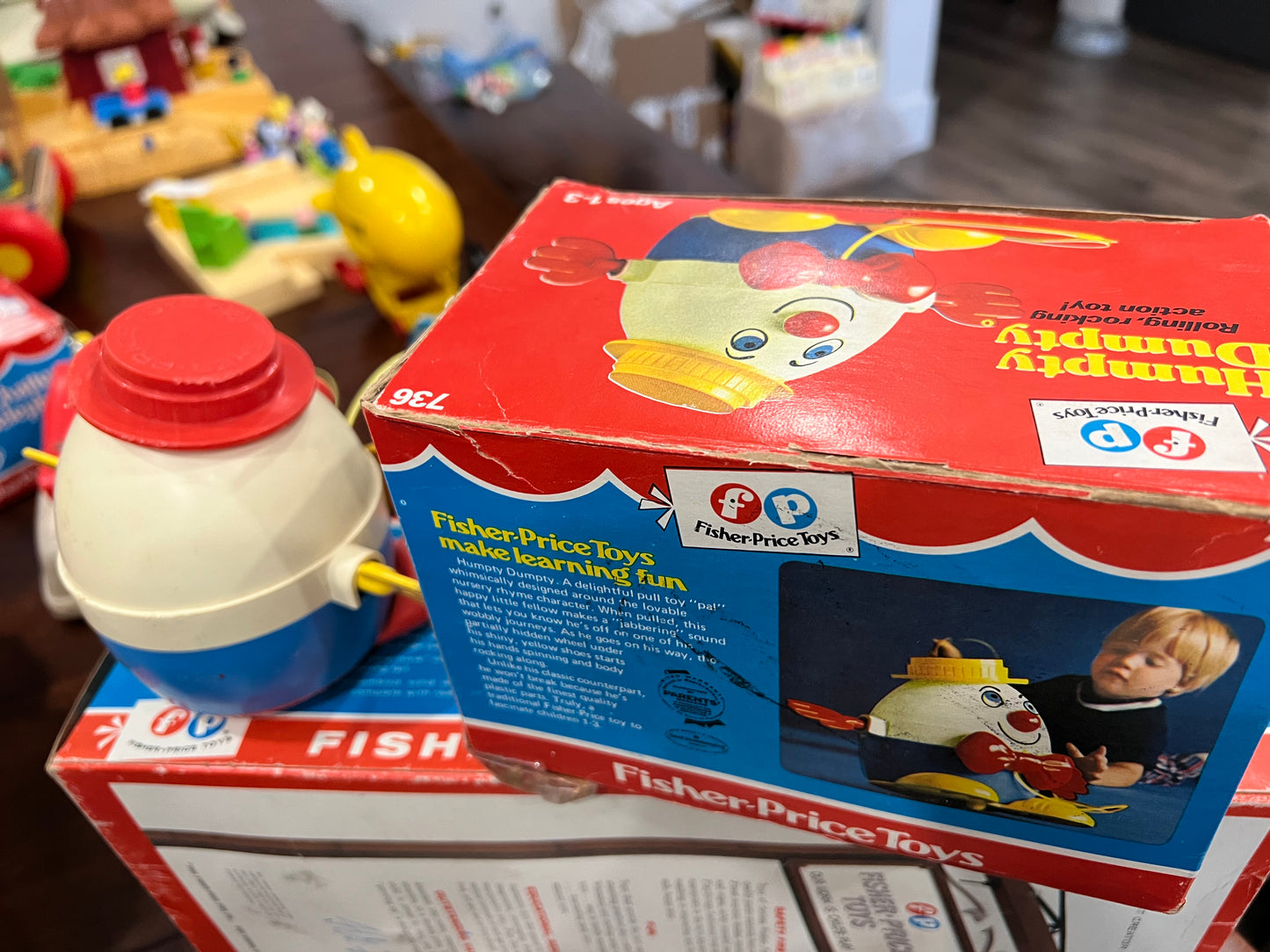 Vintage 1972 Humpty Dumpty Pull Toy w ORIG BOX