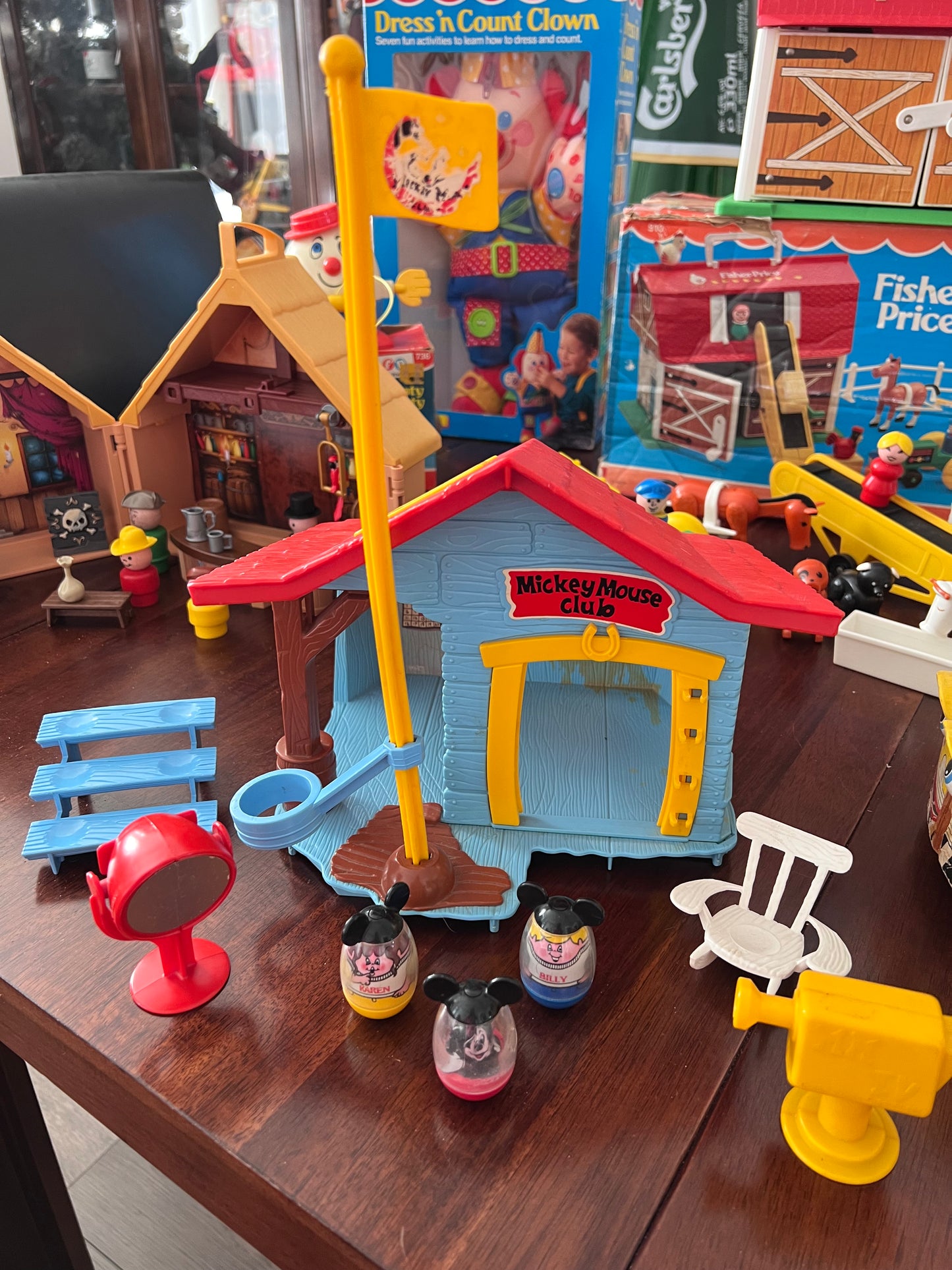 Vintage 1970 Weebles Mickey Mouse Club House LOT