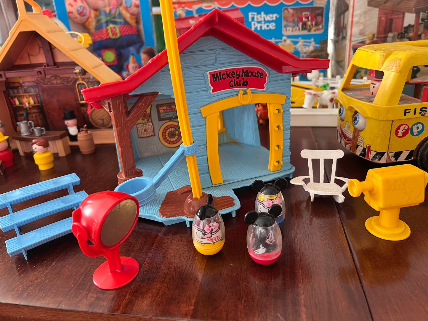 Vintage 1970 Weebles Mickey Mouse Club House LOT