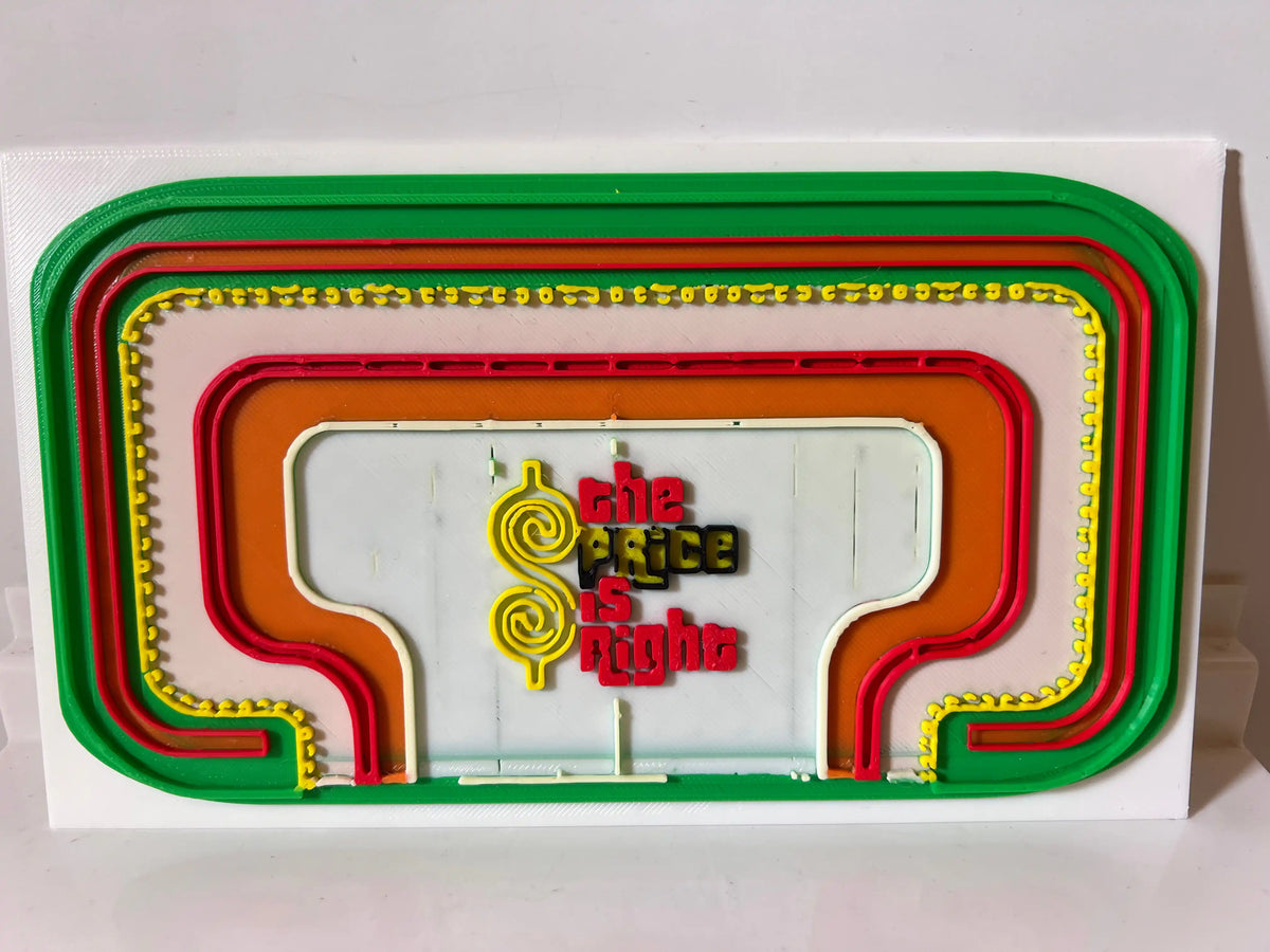Game show podium-style card with green border and "One Side" text window