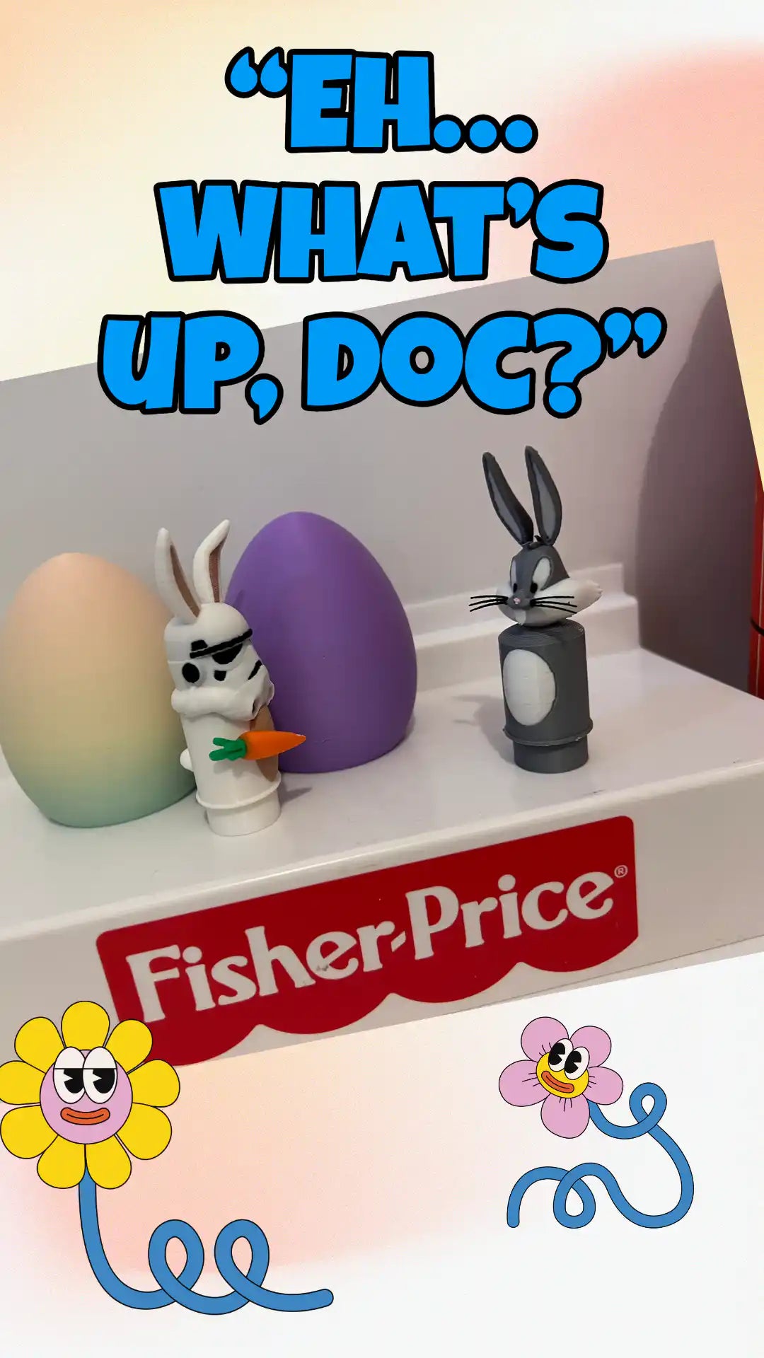 Fisher Price Storm Trooper Easter bunny figure holding orange carrot