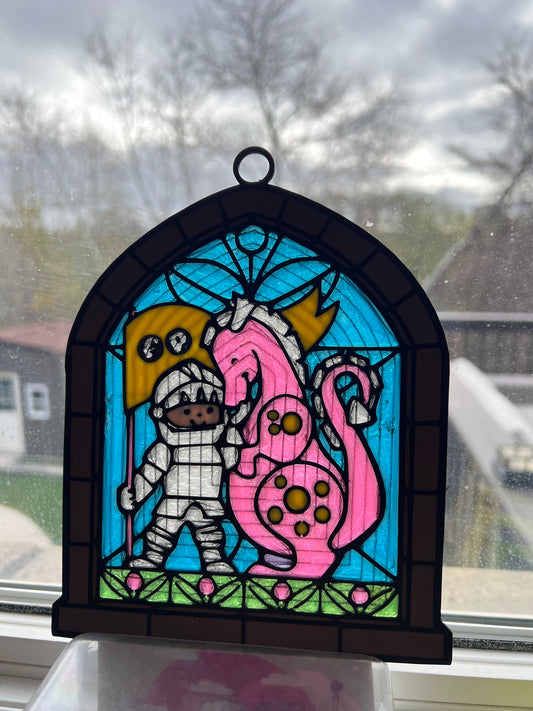Stained Glass Knight & Dragon