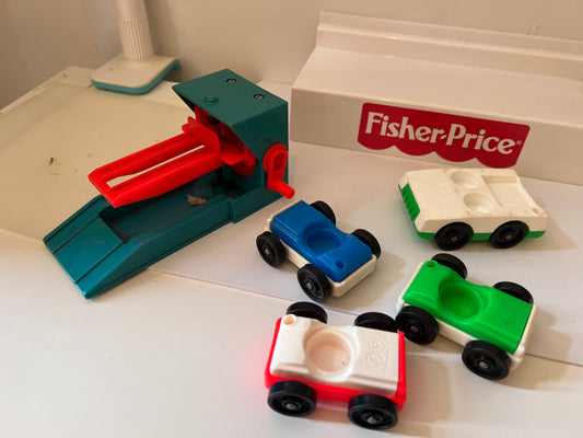 Vintage Fisher Price Garage Car Lot