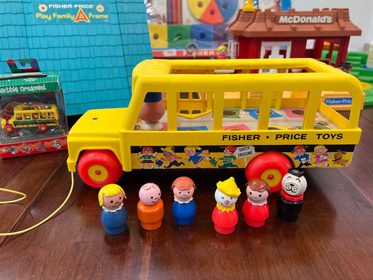 Vintage Fisher Price School Bus Lot