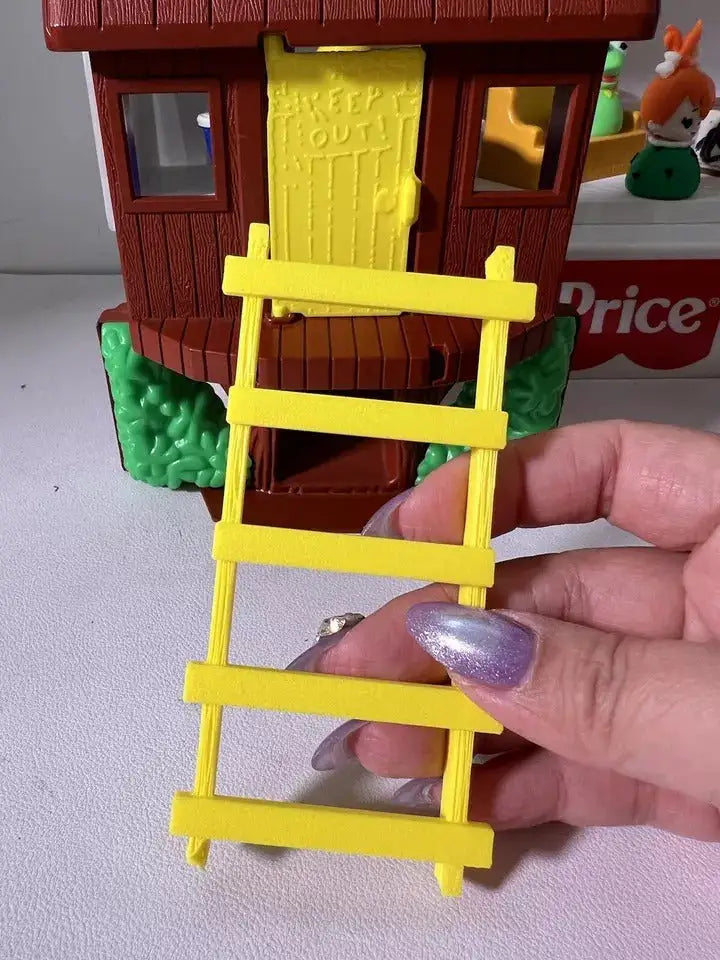 Vintage Fisher Price #2551 replacement ladder, yellow plastic with 5 rungs, held up