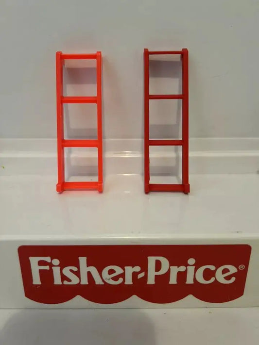 Orange and red plastic replacement ladder pieces with three rung steps