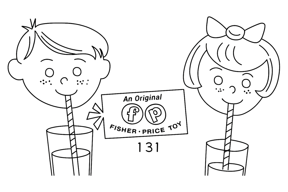 Two cartoon line-art coloring pages with characters holding cups, numbered 131