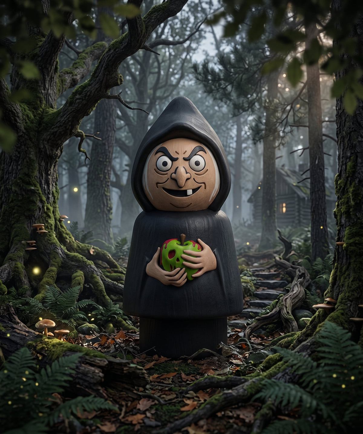 Old Hag hooded villain figure holding a green glowing pumpkin