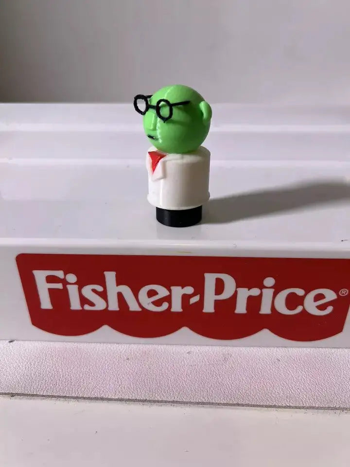 Dr. Bunsen Honeydew figure, green head with glasses and red scarf, white base