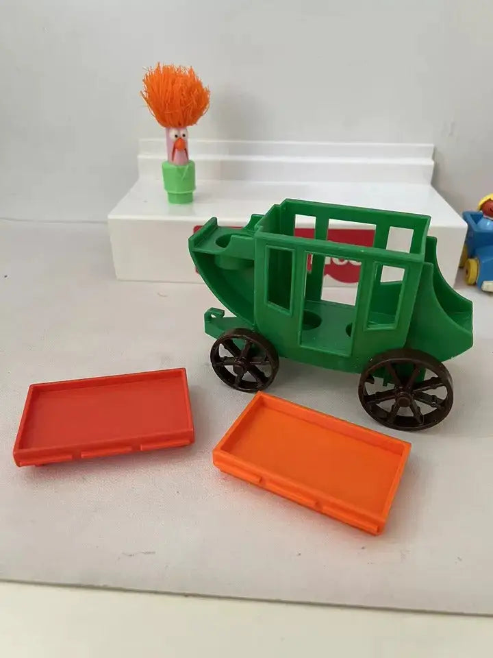 Fisher Price stagecoach roof replacement with green wagon and orange roof panels